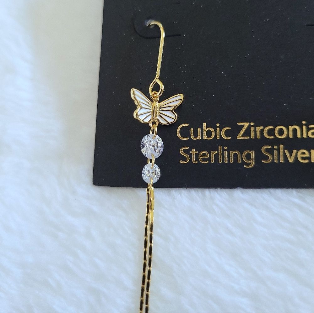 ✨️HP✨️ Rachel Zoe Dainty White Enamel Butterfly🦋 Dangle Earrings - Picture 4 of 16